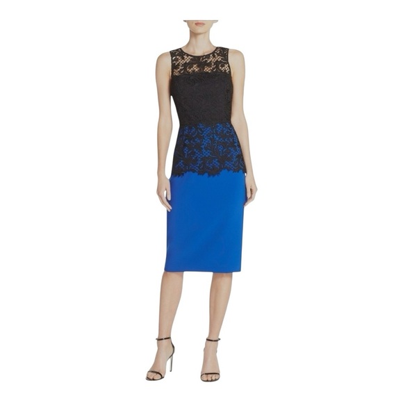 Sachin & Babi Noir 'Carolina' Lace & Crepe Midi Dress Size 8 NWT zipper - Picture 1 of 15
